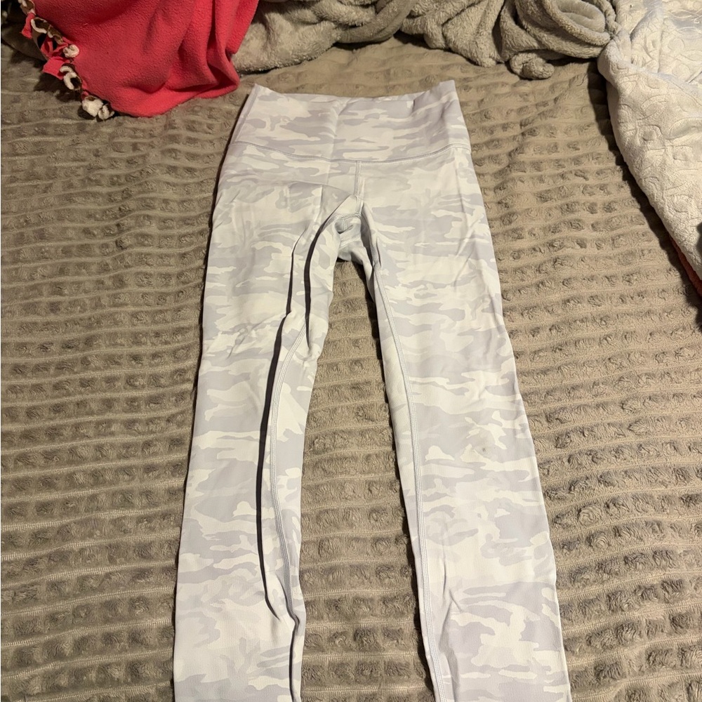 lululemon athletica Light Gray & White Camo Leggings